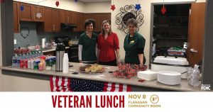 Photo of Flanagan staff at previous Veteran Lunch, serving meal